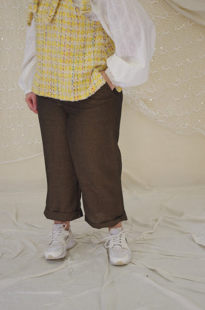 Belly Pantaloni in lino marrone TAGLIA 2