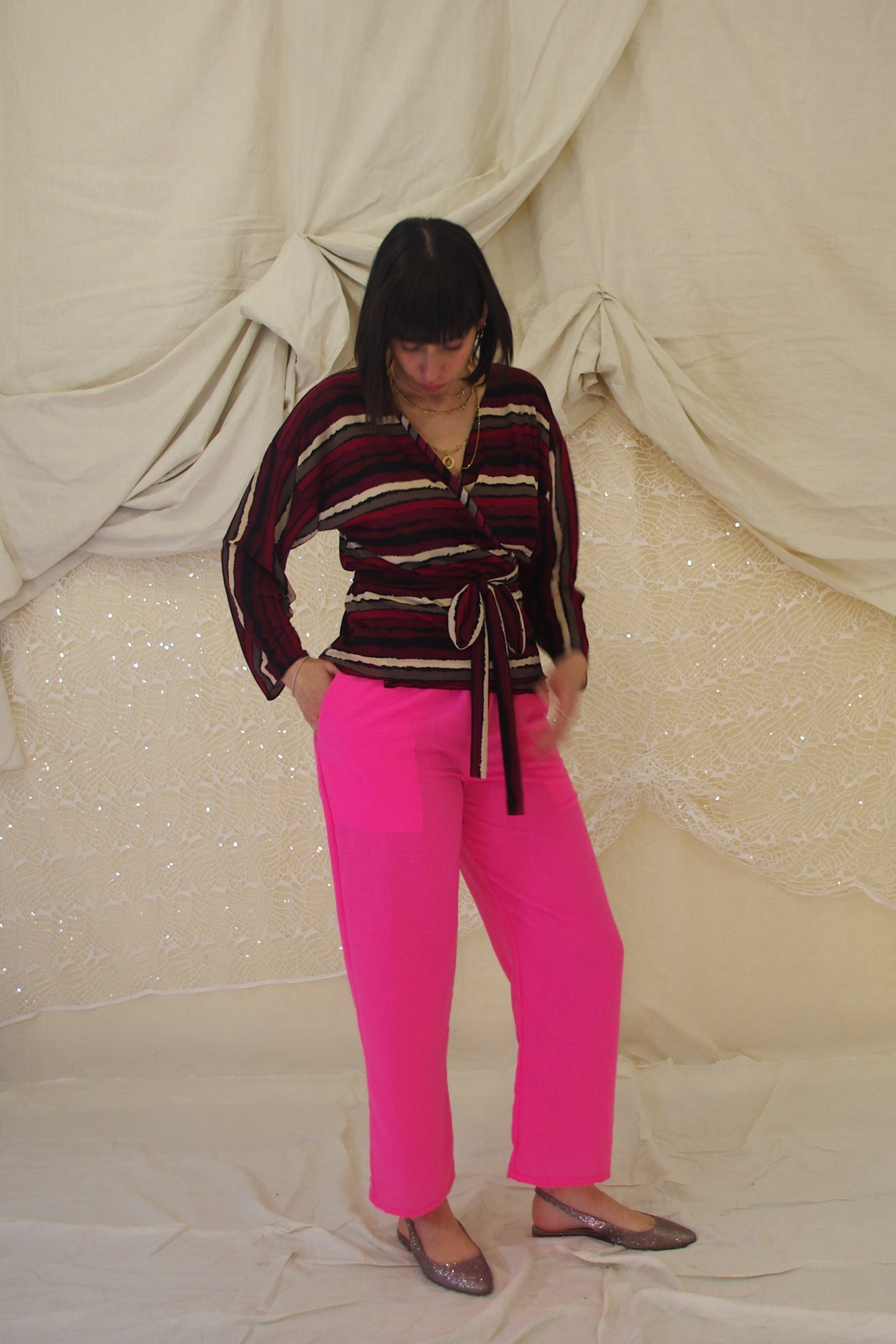 Belly Pantaloni in lino fucsia TAGLIA 1