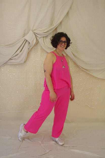 Belly Pantaloni in lino fucsia, rosa big-bubble TAGLIA 2