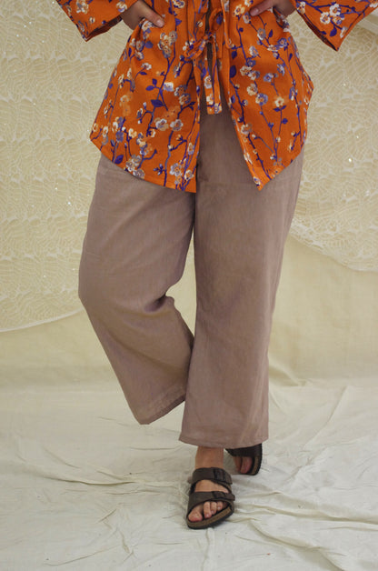 Belly Pantaloni in lino beige cangiante TAGLIA 3