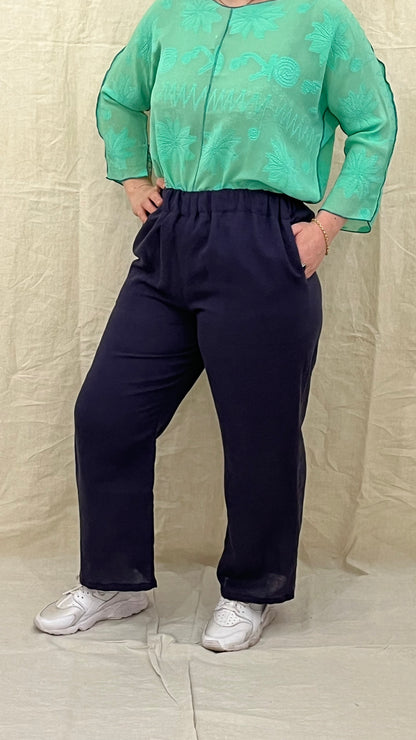Belly Pantaloni in lino viola TAGLIA 2