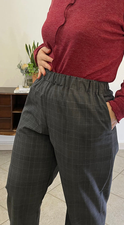 Pantalone in frescolana grigio a quadri Belly TAGLIA 2