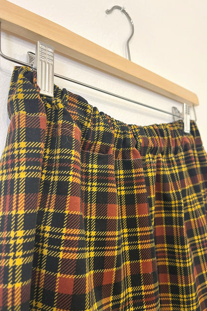 Pantalone in velluto scozzese marrone e giallo senape Belly TAGLIA 1