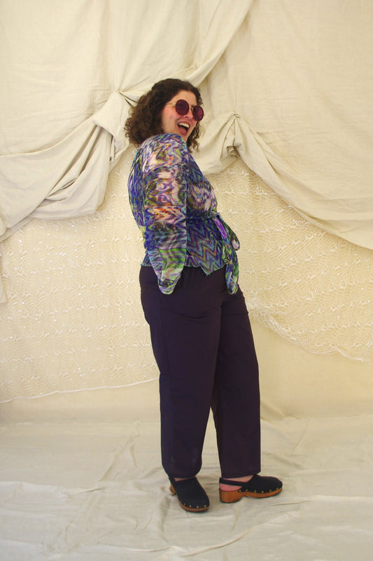 Belly Pantaloni in cotone blu viola cangiante TAGLIA 3